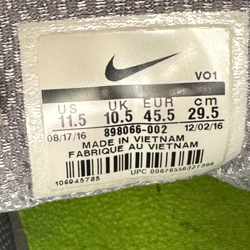 Nike Lunar Fingertrap TR Mens 11.5 Grey Volt Training Shoes 898066-002 Woven Low - Picture 8 of 11